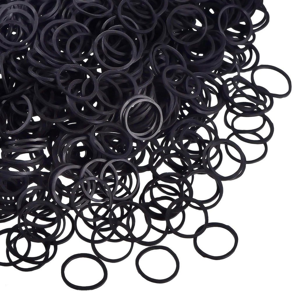 Small black rubber bands for hair braids, 1000 count
