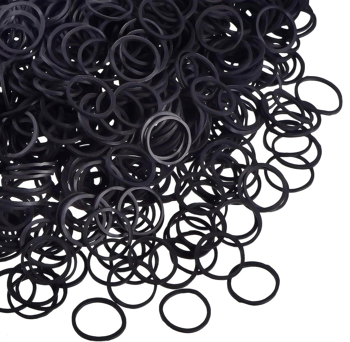 Small black rubber bands for hair braids, 1000 count