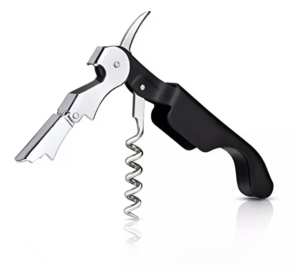 Stainless steel corkscrew kit with foil cutter and bottle opener