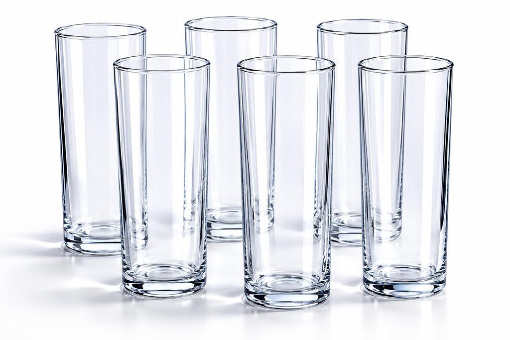 Clear tall highball glasses, set of 6