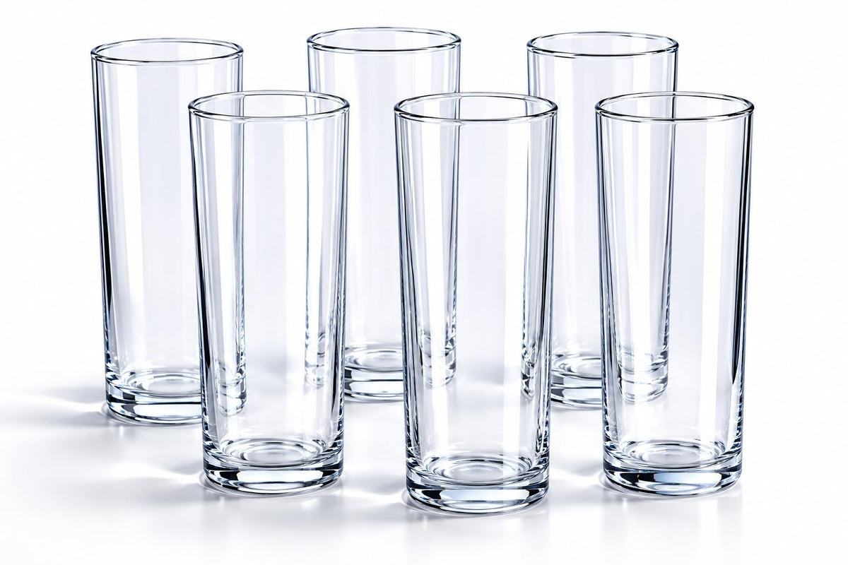 Clear tall highball glasses, set of 6