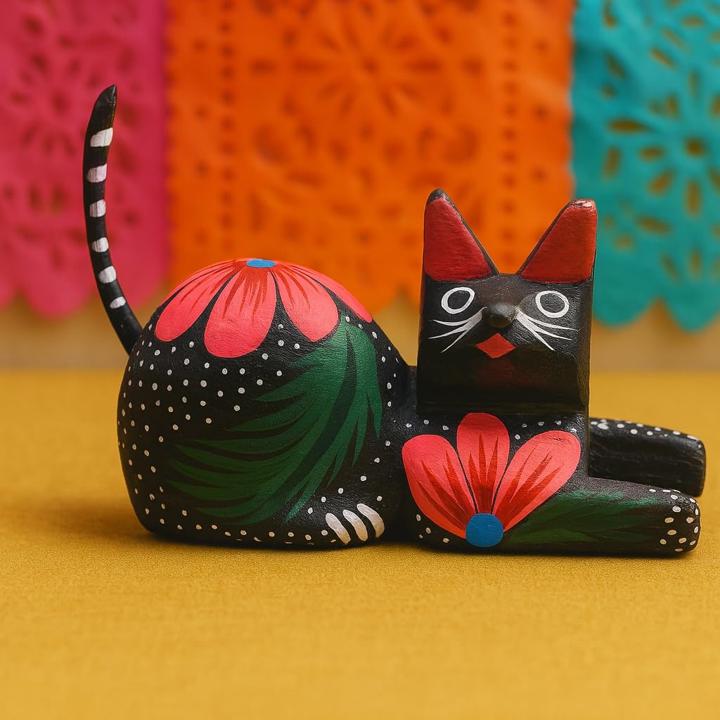 Hand-painted multicolor Oaxacan alebrije wood carvings, set of 5
