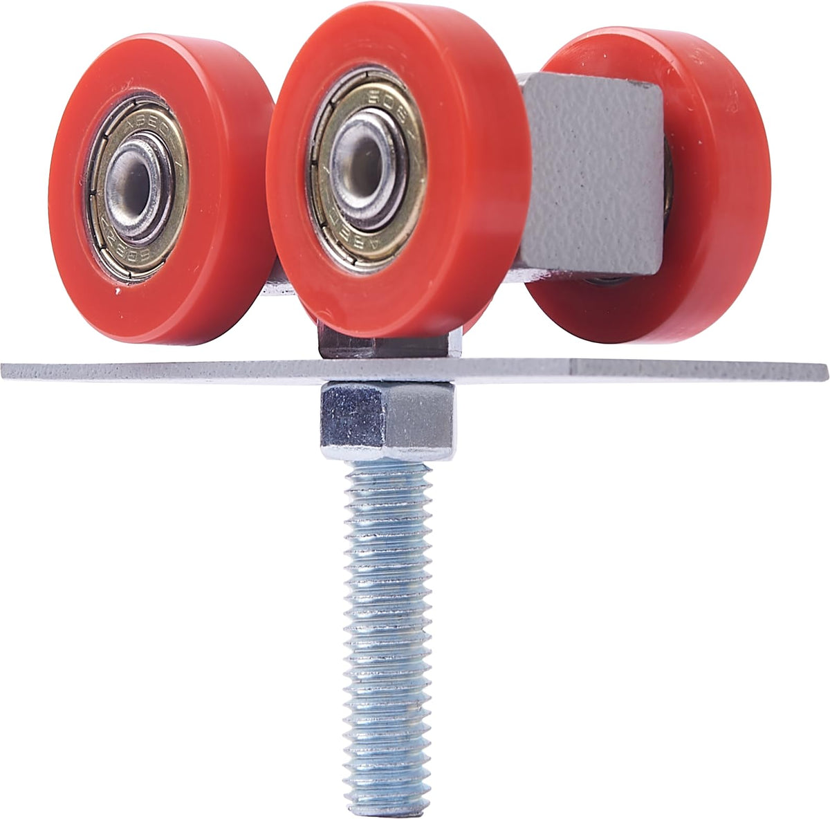 Steel 4-wheel trolley for sliding gates with powder coating and nylon-coated bearings