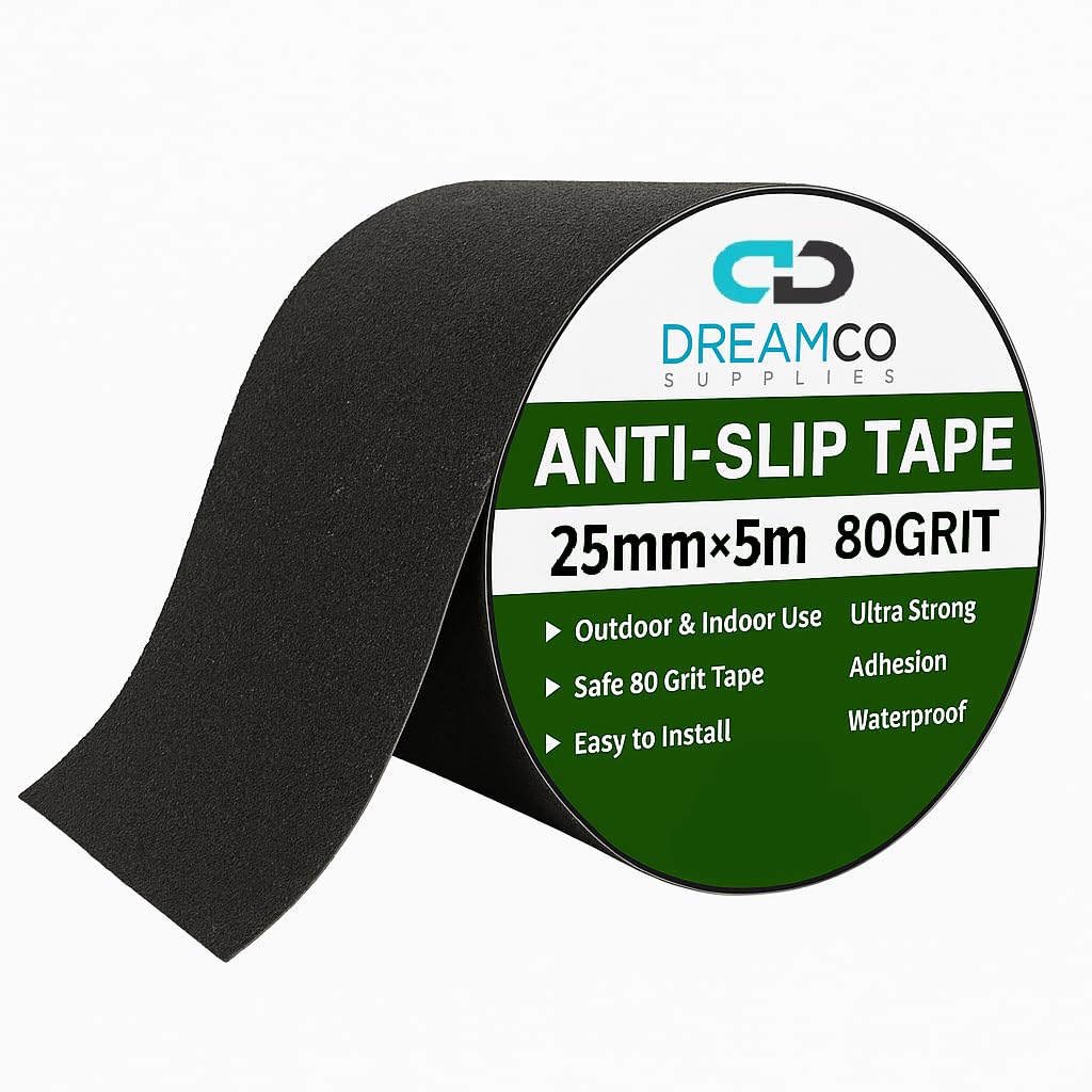 Black anti-slip tape roll for stairs, 80 grit