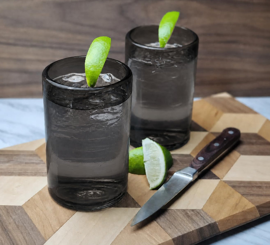 DREAMCO SUPPLIES Handblown Glass Drinkware Set of 6(16Oz), Solid Colors
