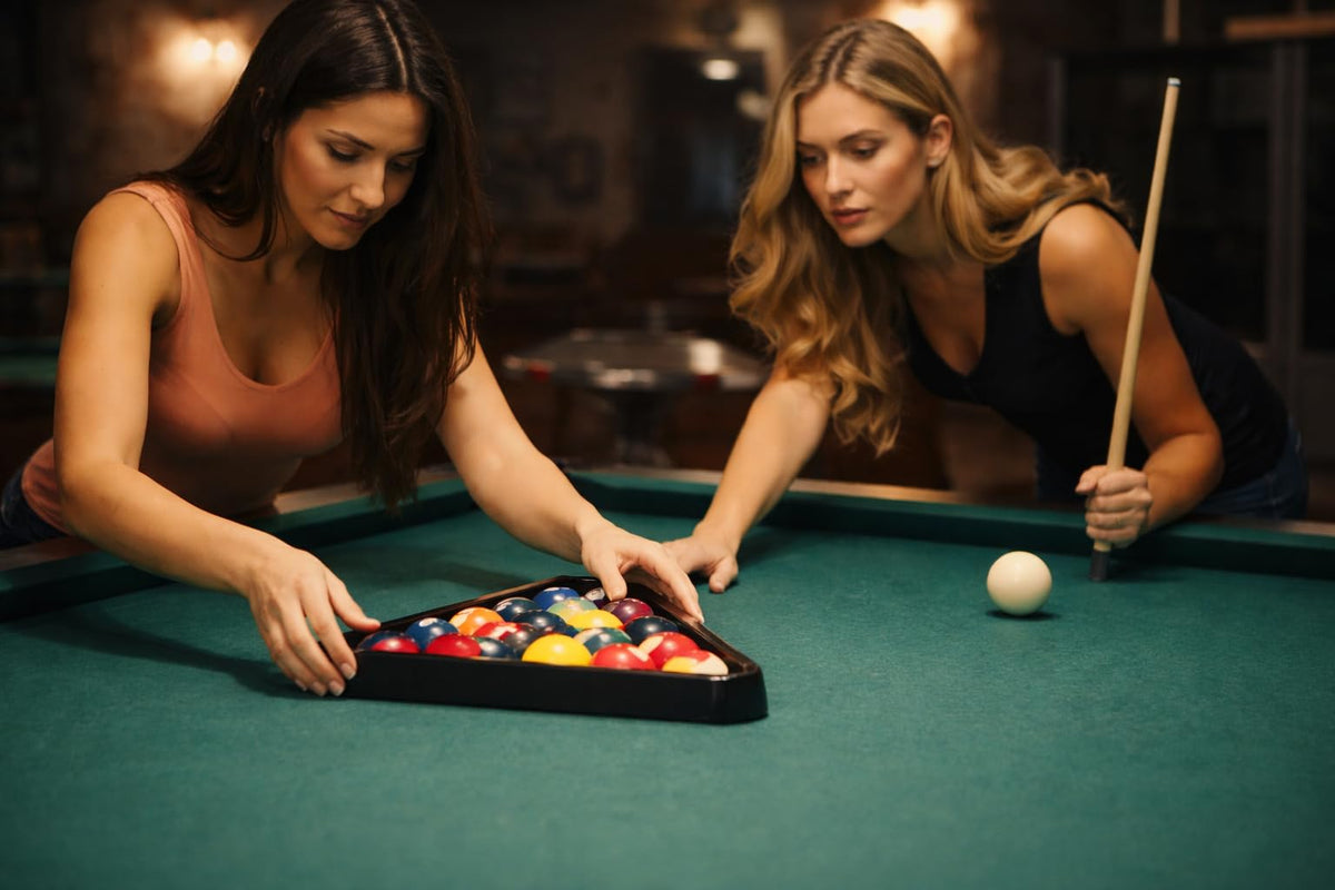Black plastic billiard ball triangle rack for 2-1/4 inch balls