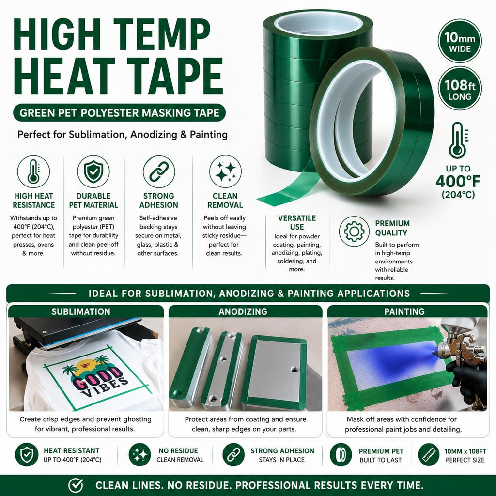 Roll of green powder coating heat-resistant masking tape