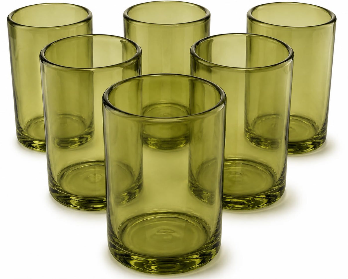 DREAMCO SUPPLIES Handblown Glass Drinkware Set of 6(16Oz), Solid Colors