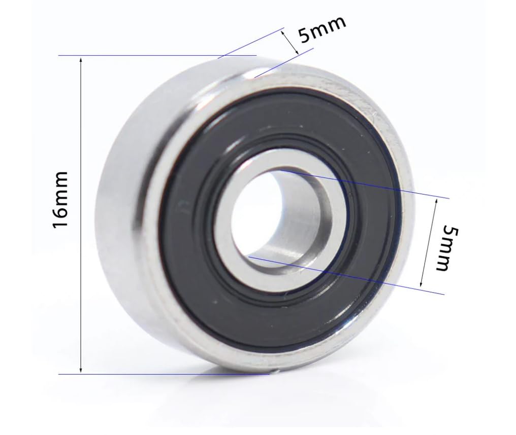 625 2RS steel ball bearings, 10-pack, 5x16x5 mm