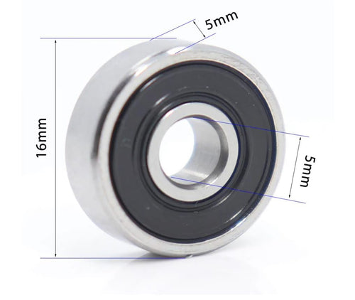 625 2RS steel ball bearings, 10-pack, 5x16x5 mm