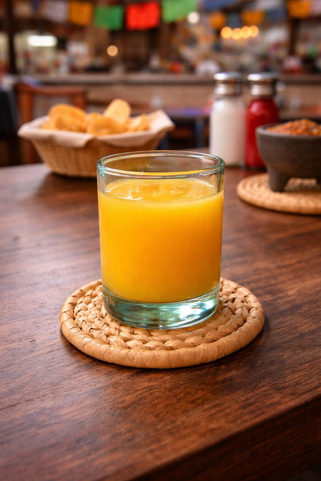 Round handwoven palm fiber placemats and coasters set