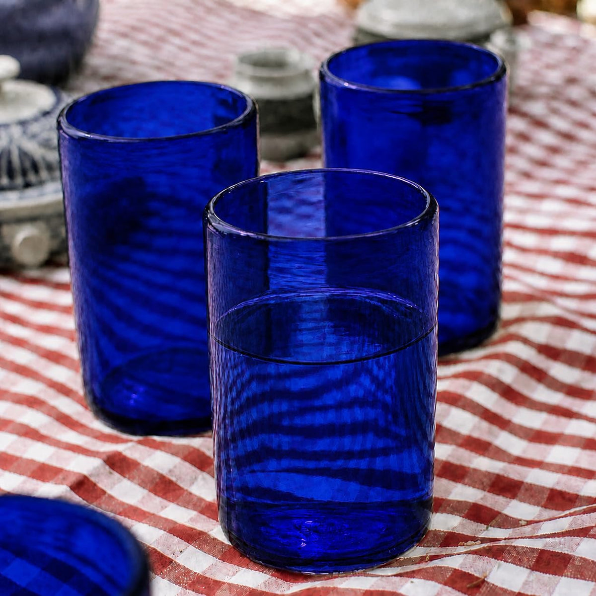 DREAMCO SUPPLIES Handblown Glass Drinkware Set of 6(16Oz), Solid Colors