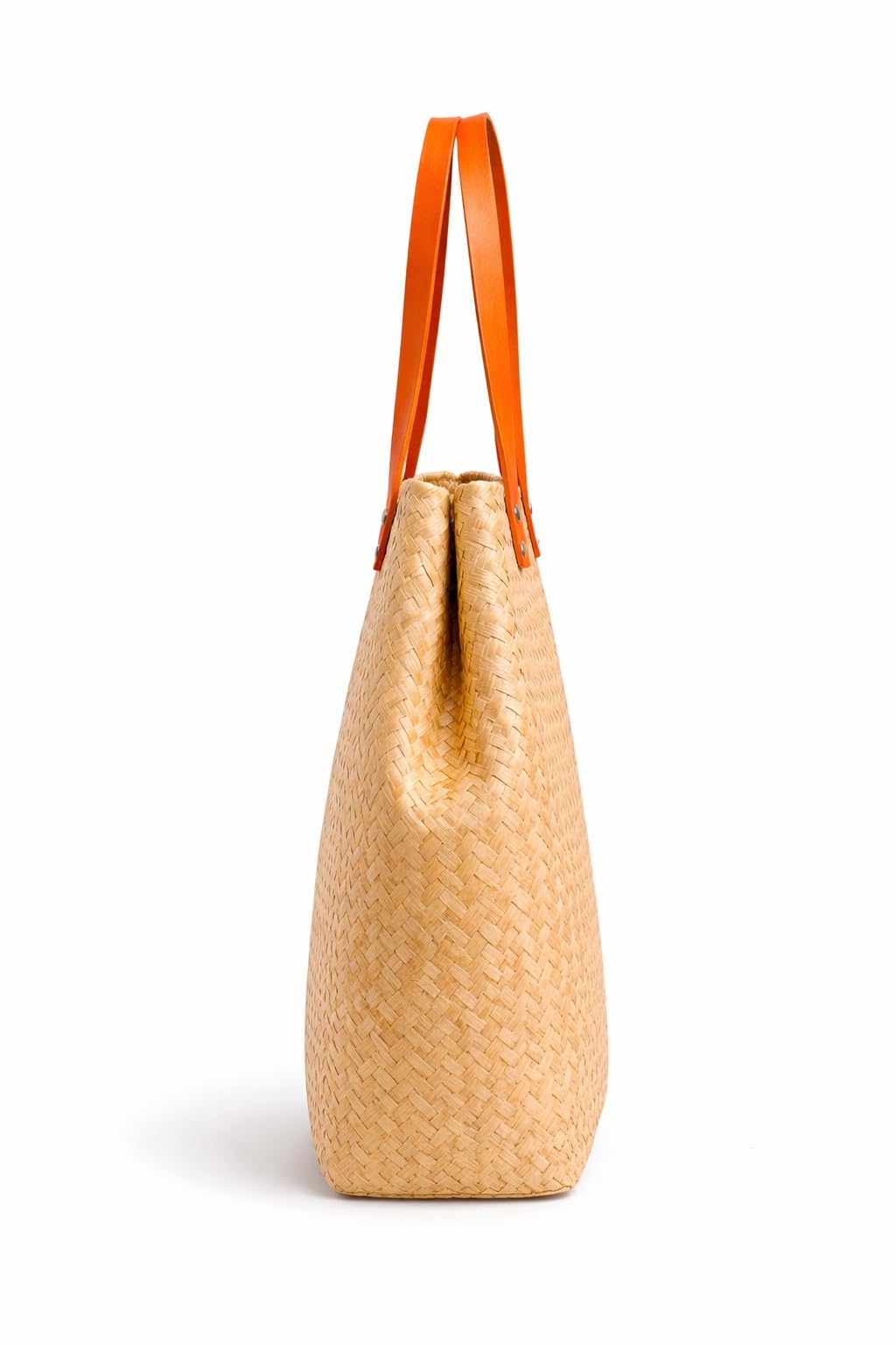 Large woven palm straw beach tote bag