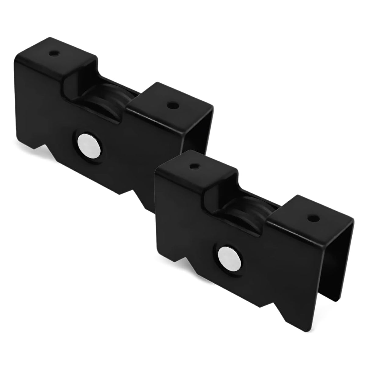 Black steel sliding window roller trolley, set of 2