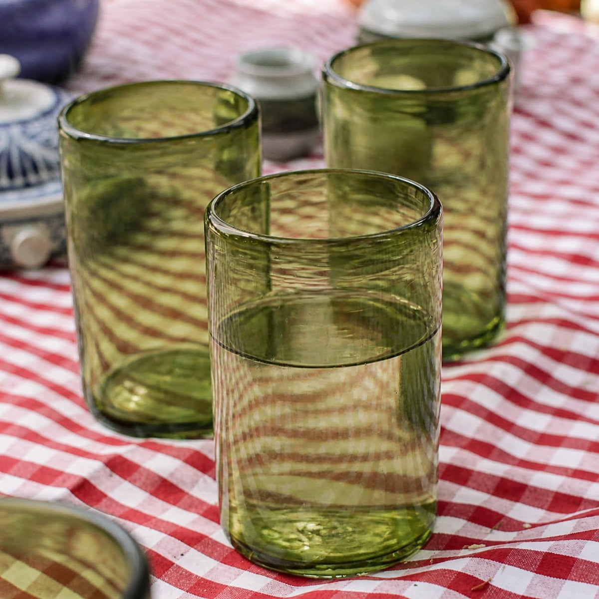 DREAMCO SUPPLIES Handblown Glass Drinkware Set of 6(16Oz), Solid Colors