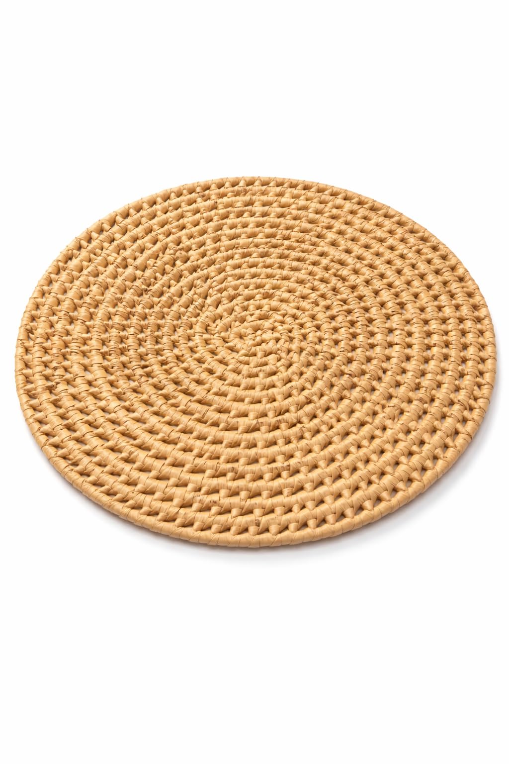 Round handwoven palm fiber placemats and coasters set