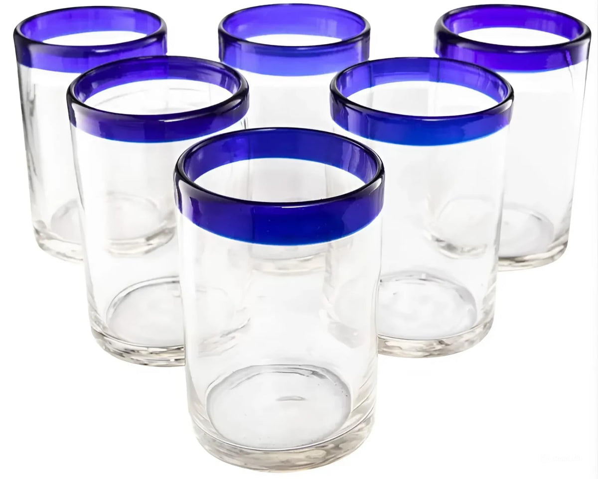Hand-blown glass drinkware set, 16 ounce glasses