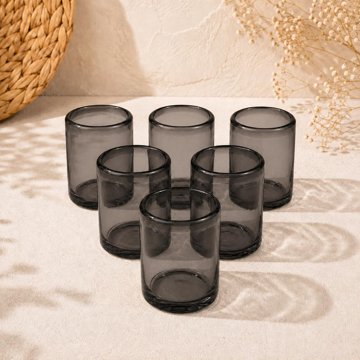 DREAMCO SUPPLIES Handblown Glass Drinkware Set of 6(16Oz), Solid Colors