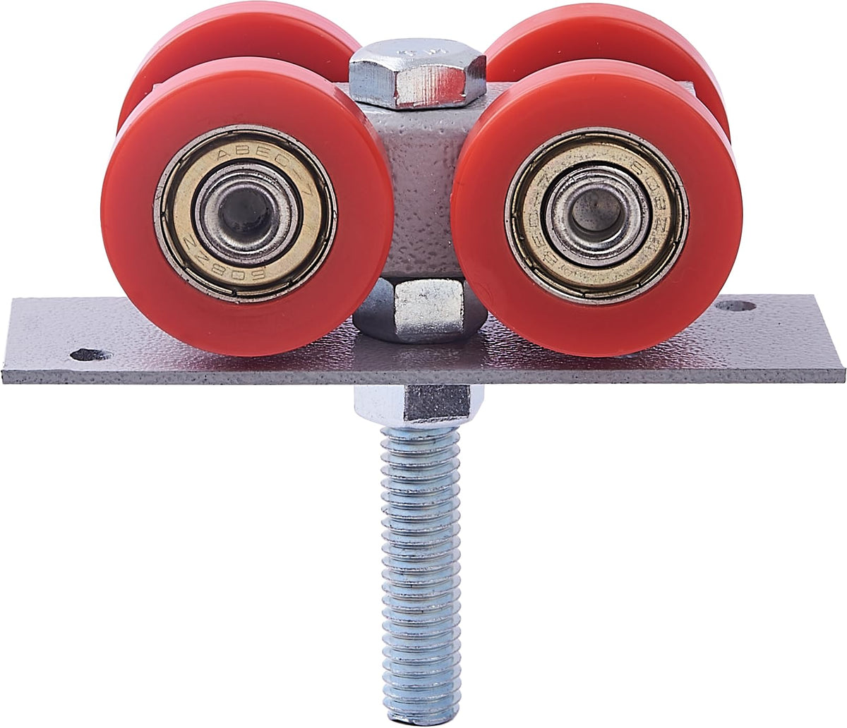 Steel 4-wheel trolley for sliding gates with powder coating and nylon-coated bearings