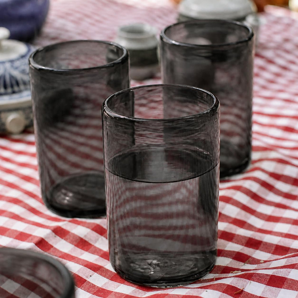 DREAMCO SUPPLIES Handblown Glass Drinkware Set of 6(16Oz), Solid Colors