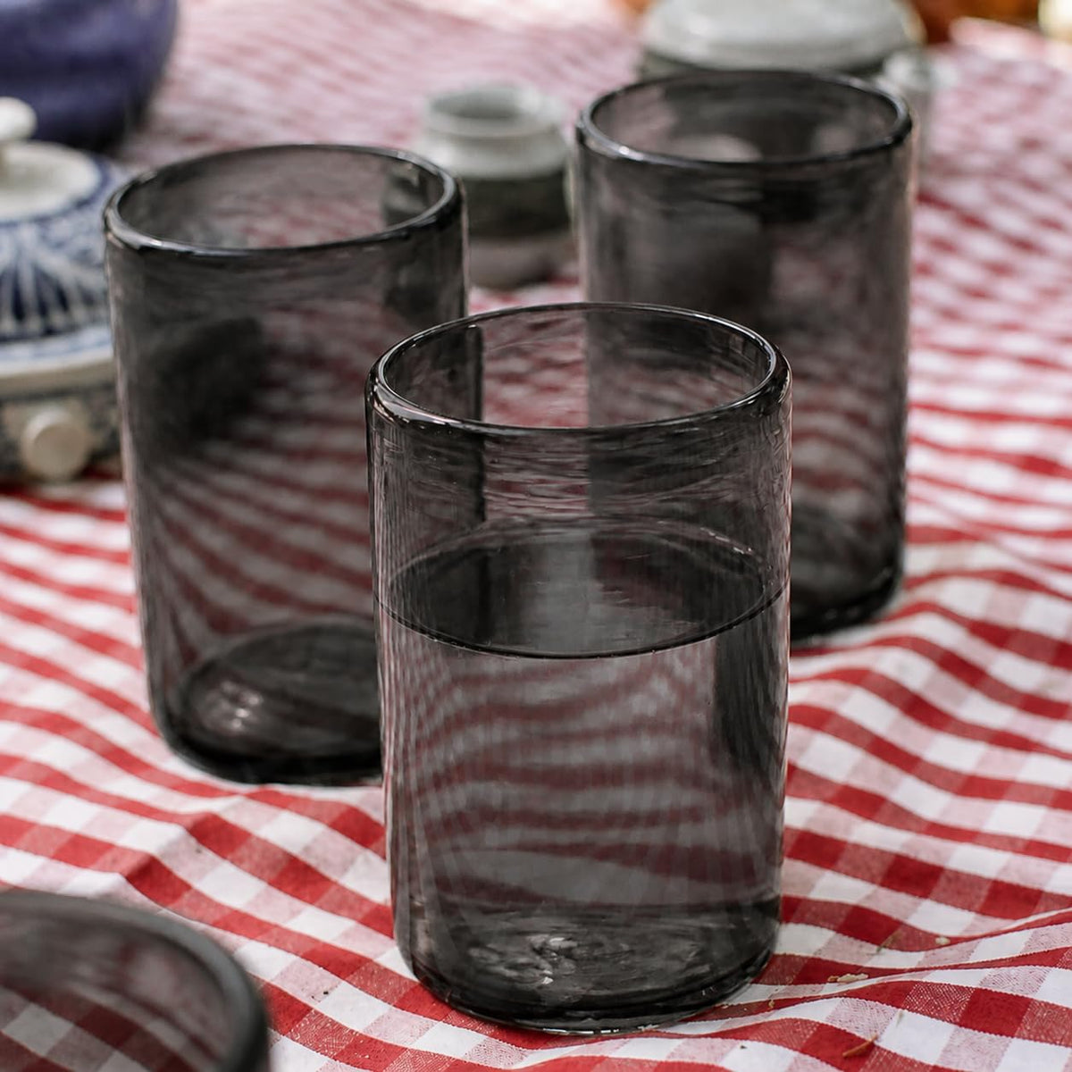 DREAMCO SUPPLIES Handblown Glass Drinkware Set of 6(16Oz), Solid Colors