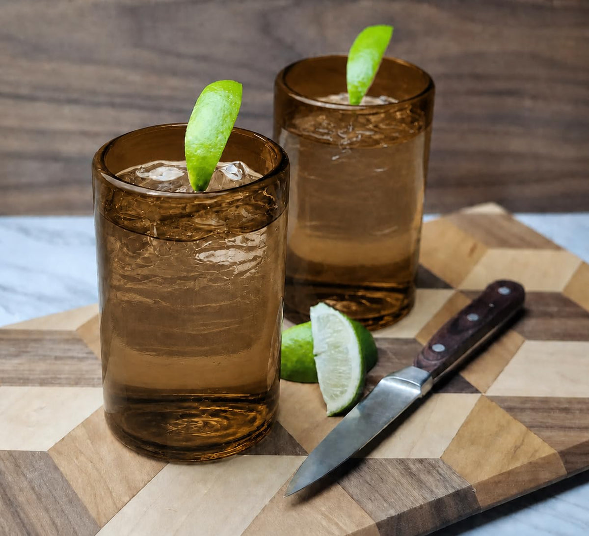 DREAMCO SUPPLIES Handblown Glass Drinkware Set of 6(16Oz), Solid Colors