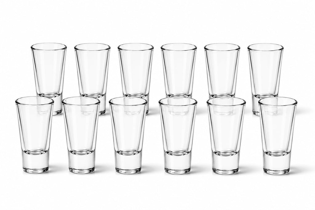 Clear crystal shot glasses, stackable set of 12