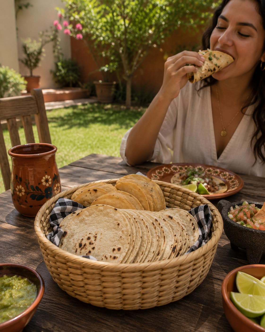 DREAMCO SUPPLIES Handwoven Mexican Tortilla Basket, Palm Straw Tortillero, Decorative Bowl Warmer, Sizes Small, Medium and Large, Handmade in Mexico