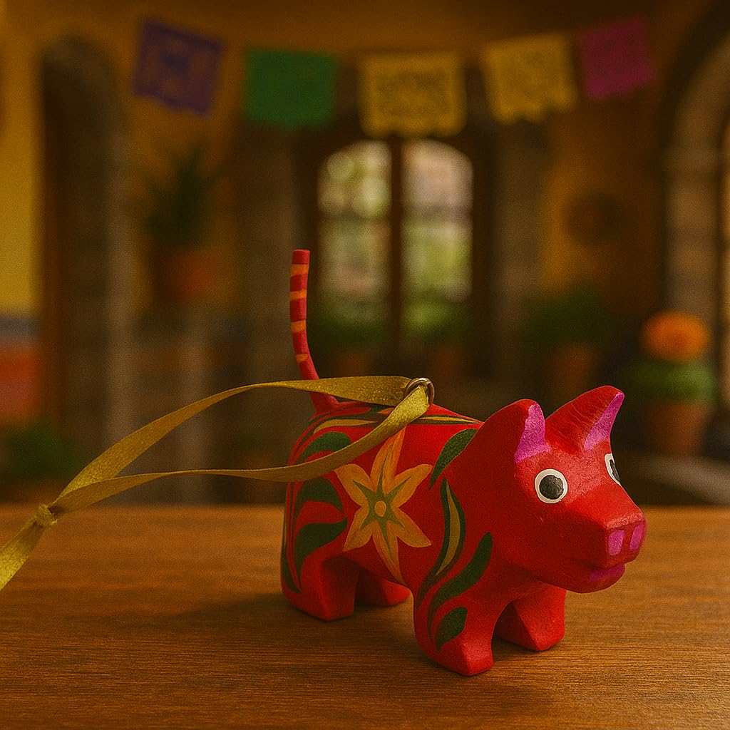 Hand-carved Oaxacan alebrije wood ornaments, set of 5 animal figurines
