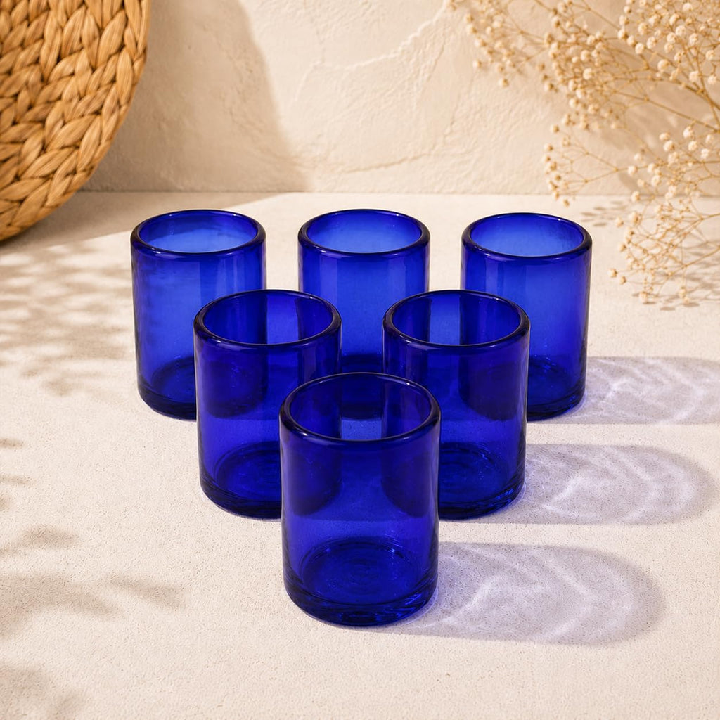 DREAMCO SUPPLIES Handblown Glass Drinkware Set of 6(16Oz), Solid Colors