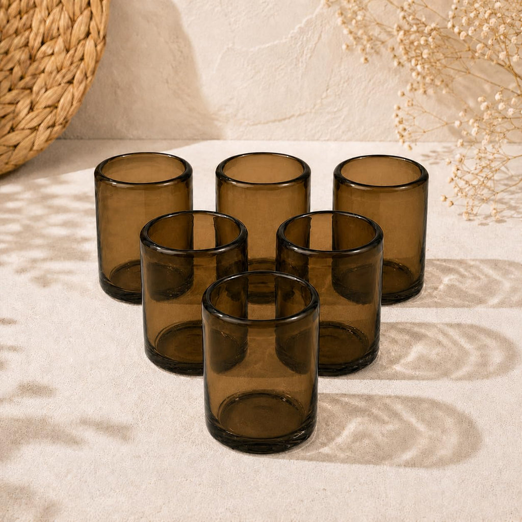 DREAMCO SUPPLIES Handblown Glass Drinkware Set of 6(16Oz), Solid Colors