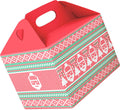 Red and green cardboard Christmas gift boxes with handles, pack of 25
