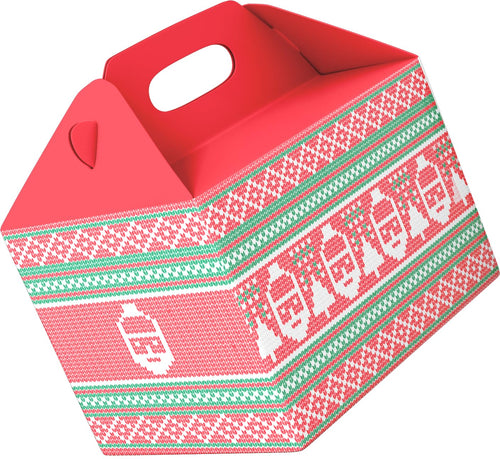 Red and green cardboard Christmas gift boxes with handles, pack of 25