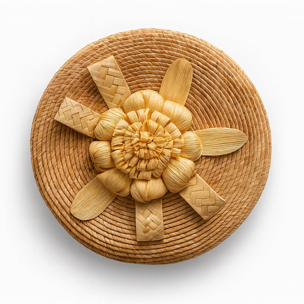 Handwoven natural palm tortilla warmer basket with lid