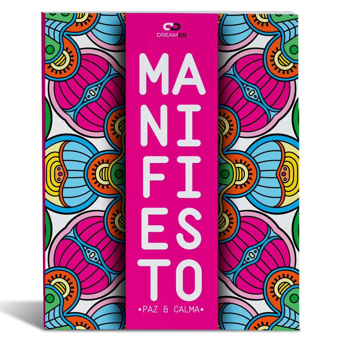 Manifiesto Paz y Calma mandala coloring book cover, Spanish edition
