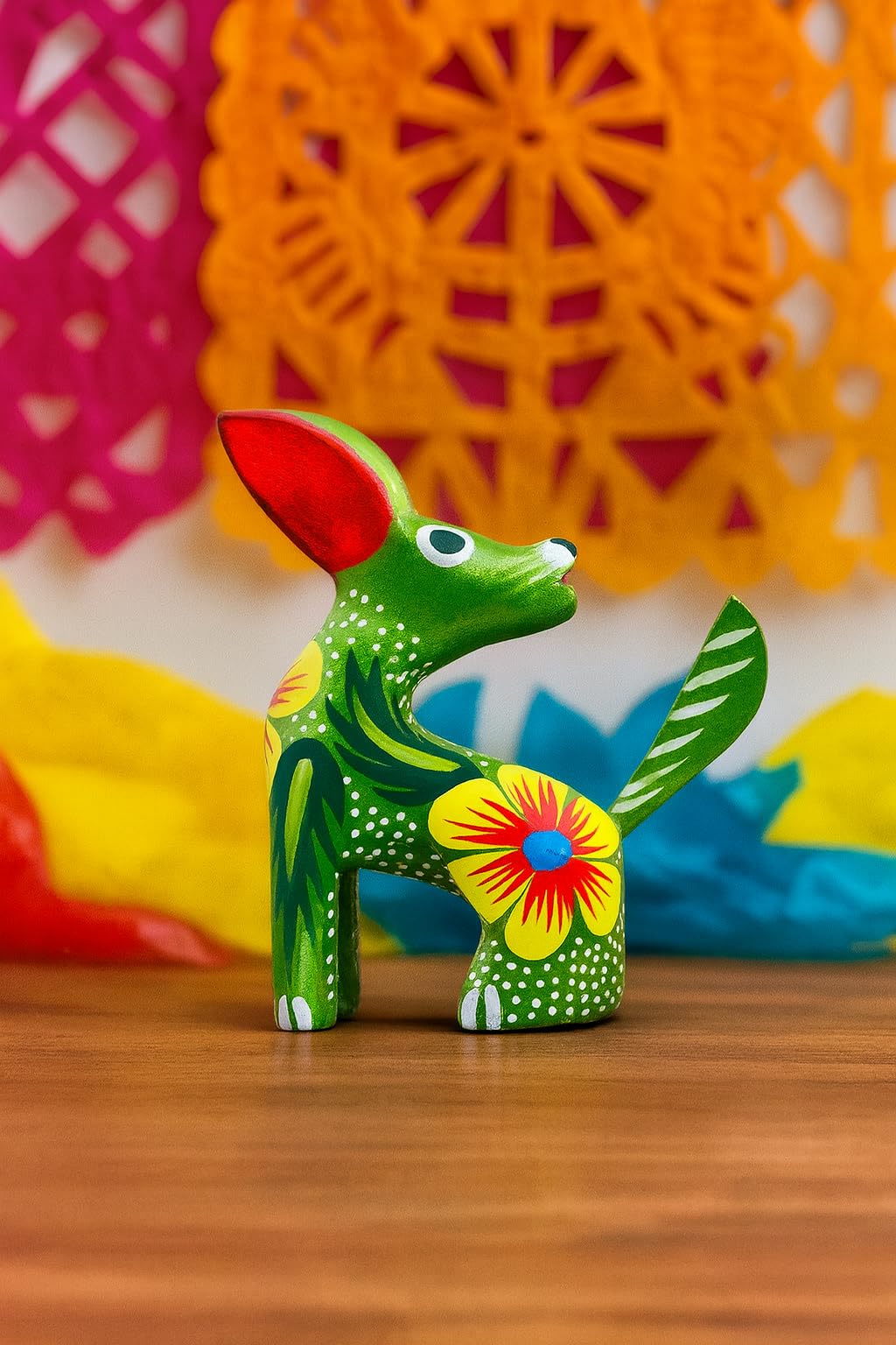 Hand-painted multicolor Oaxacan alebrije wood carvings, set of 5