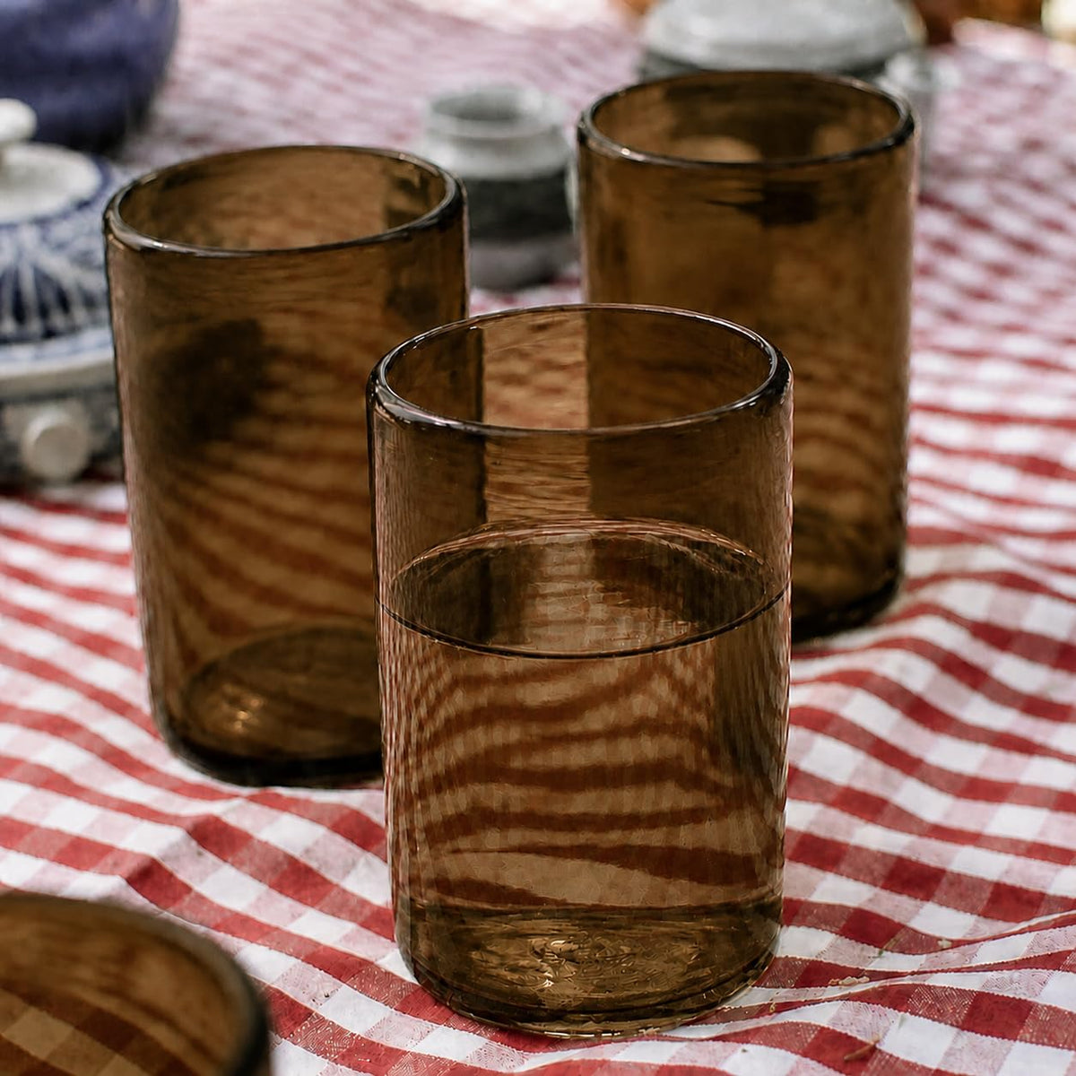 DREAMCO SUPPLIES Handblown Glass Drinkware Set of 6(16Oz), Solid Colors