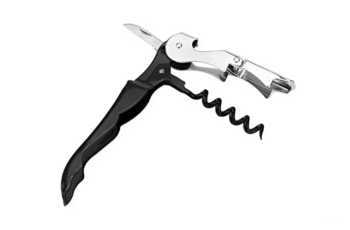 Stainless steel corkscrew kit with foil cutter and bottle opener