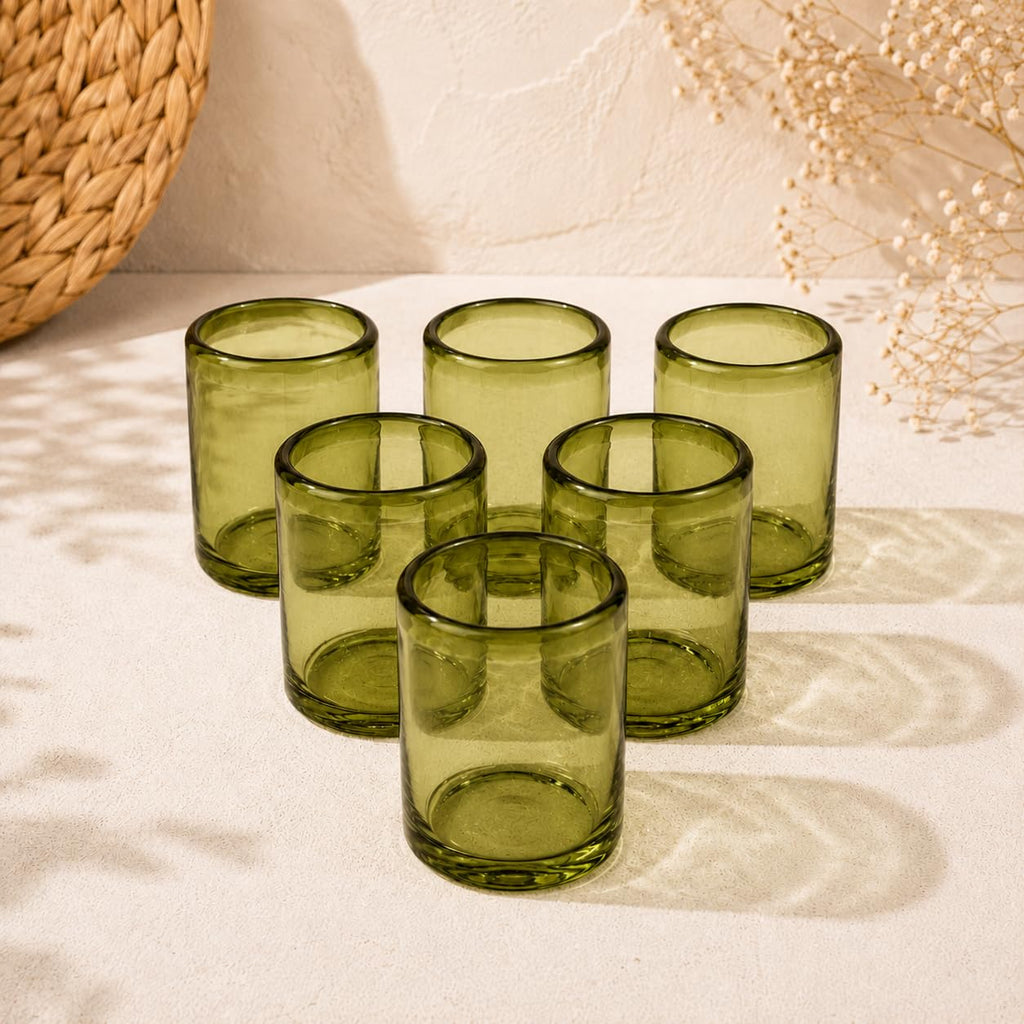 DREAMCO SUPPLIES Handblown Glass Drinkware Set of 6(16Oz), Solid Colors