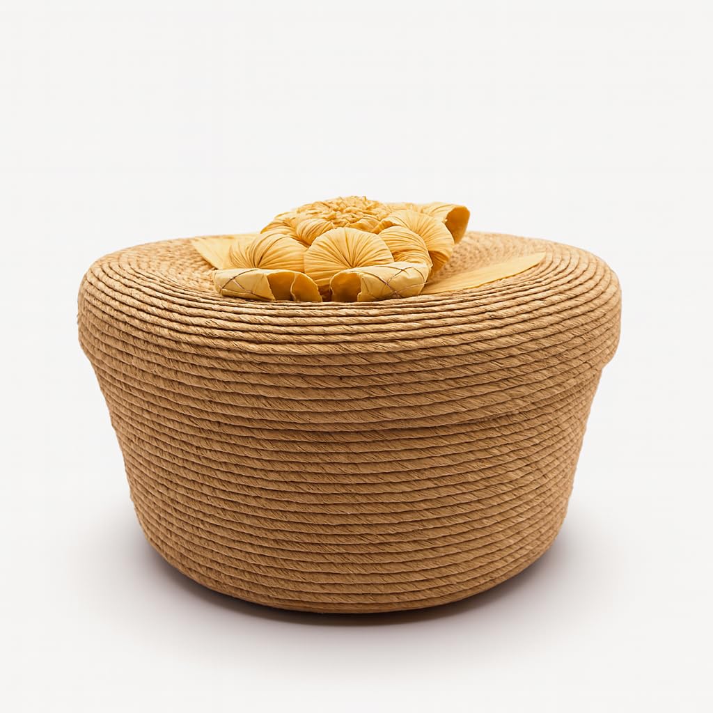 DREAMCO SUPPLIES Mexican Tortilla Warmer Basket, 8.6 Inch Handwoven with Lid, Natural Palm