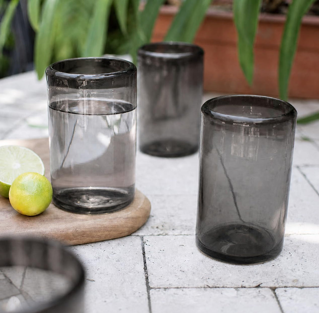 DREAMCO SUPPLIES Handblown Glass Drinkware Set of 6(16Oz), Solid Colors
